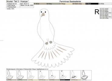 Preview: 3D-Applikation "Taube" (20x30) Preview: 3D-Applikation "Taube" (20x30)